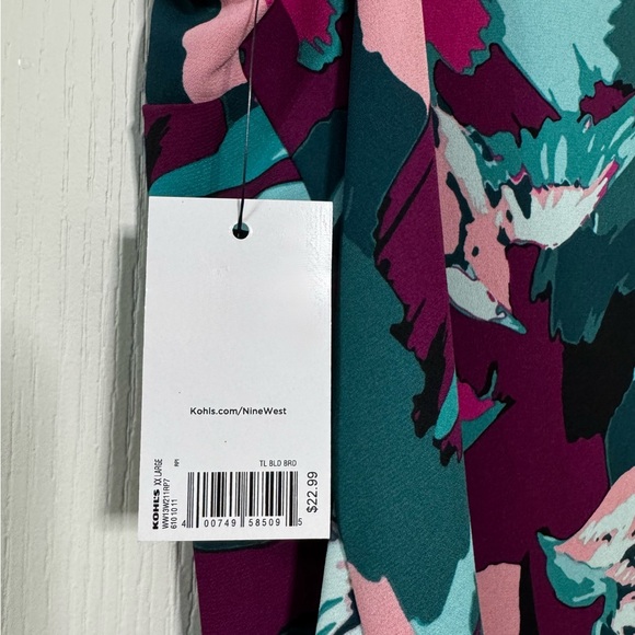 NWT Nine West XXL Pink and Teal multicolored Sleeveless Blouse - Picture 3 of 3